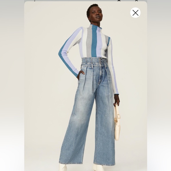 Love, Whit by Whitney Port Elegant Blue Striped Turtleneck Sweater - Picture 4 of 6